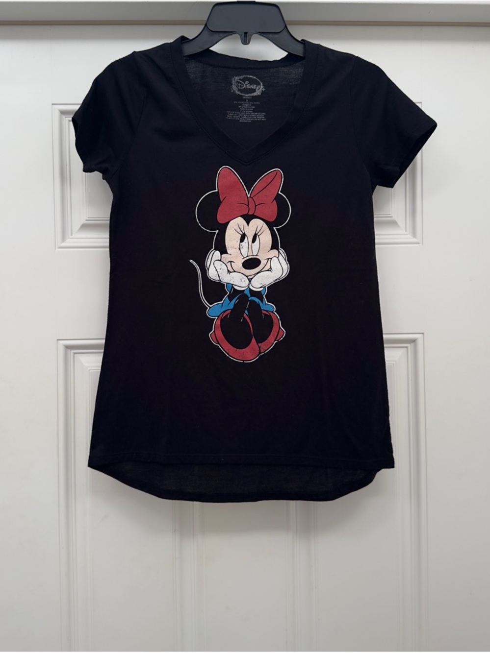 Disney Minnie Mouse Black V-Neck Tshirt Size S